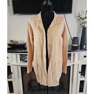 Jessica Simpson Sweater Womens XS Blazer Cardigan Open Front Beige Pockets